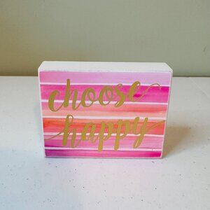 Choose Happy Inspirational Pink & Gold Block Sign Decoration Valentine's Day